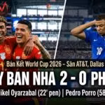 Lamine Yamal và Pedro Porro ăn mừng chiến thắng trong trận đấu Tây Ban Nha 2-0 Pháp tại bán kết World Cup 2026 - Cập nhật nhanh trên Xoilac TV.